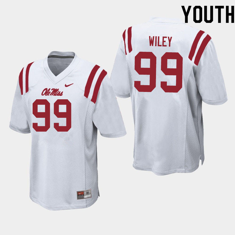 Charles Wiley Ole Miss Rebels NCAA Youth White #99 Stitched Limited College Football Jersey JNT7258XV